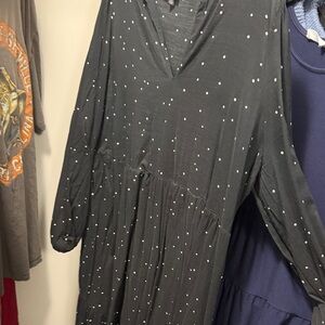 Who What Wear Black Maxi Dress with White Dots